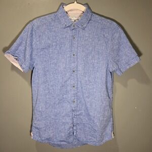 International Report Linen And Cotton Short Sleeve Button Up Shirt, Men's Size S